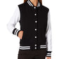 Build Your Brand Women's Ladies Sweat College Jacket Varsity, Black/White, XS