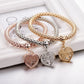 AONAT Crystal Charms Multilayer Bracelets - 3PCS Gold/Silver/Rose Gold Corn Chain Bracelet for Women, Tree of Life Stretch Bracelet