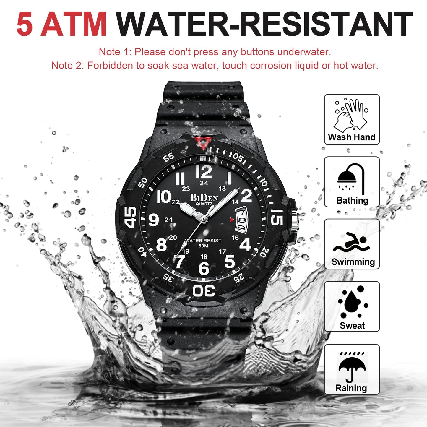 HANPOSH Mens Watches Analog Quartz Watches Men 50M Waterproof Watch Fashion Business Casual Mens Designer Watch with Date Wrist Watches for Man