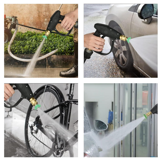 GIONAR 7pcs Pressure Washer Gun, Short Nozzle Jet Wash Gun with M22 14MM Hose Interface and Adaptor Compatible with 1/4 inch Quick-Connect Nozzles 4350PSI High Pressure for Car Washing