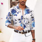 COOFANDY Men's Slim Fit Floral Dress Shirt Long Sleeve Casual Button Down Shirts, 01_White&Blue, Medium