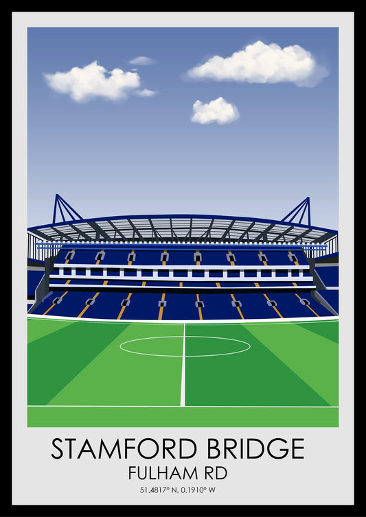 Hewson's Gifts Chelsea Football Stadium Print - Gift Present For Football Fan - Gift For Dad, Brother, Son - Football Gift (Chelsea A4 Size (Stamford Bridge))