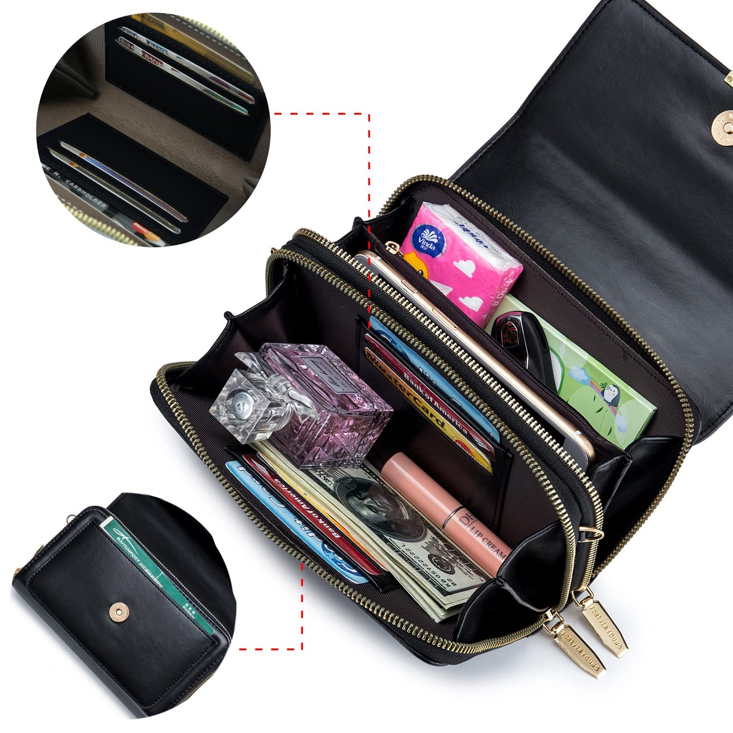 Roulens Small Crossbody Phone Bag for Women,PU Leather Mobile Phone Bags Card Holder Purse and Handbags,Shoulder Bag with Adjustable Strap