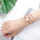 Clastyle Rose Gold Watch and Bracelet Set for Women - Elegant Diamond Ladies Watches with 2 Bangles - Jewellry Wrist Watch for Women with Rhinestone