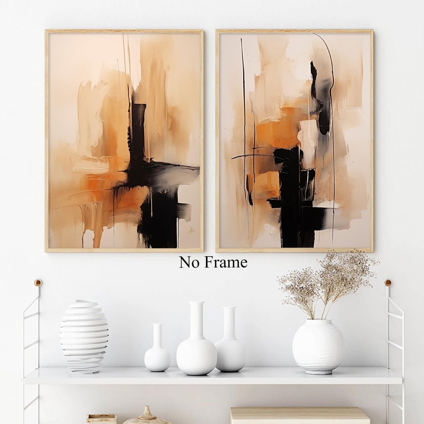 Black and Brown Abstract Wall Art Terracotta Wall Prints Modern Brown Paintings Tan Abstract Wall Art Black and Beige Pictures Modern Watercolor Artwork Brown Abstract Canvas Wall Art 16x24inx2 No