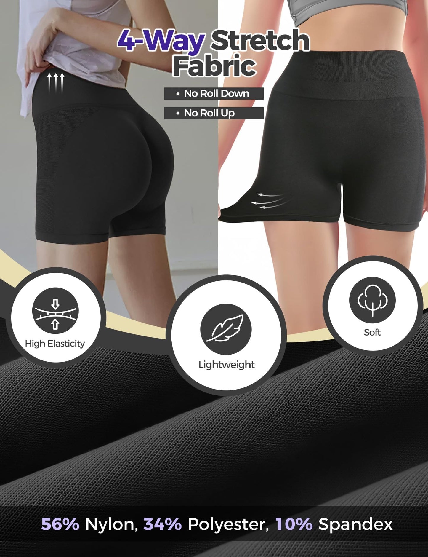 Black Gym Shorts Women, Seamless Scrunch Butt Booty Lifting Workout Shorts, High-Waisted Stretchy Yoga Leggings Athletic Shorts Pants for Squat Proof Contour Fitness Muscle Sport Running Biker Active