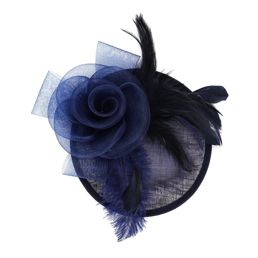 Ladies Flower Feather Fascinator Hat Veil Net Headband Clip Pillbox Hat Wedding Bridal Hair Clip Headpiece Top Hat Race Ascot Cocktail Tea Party Headwear Bowler Hat Banquet Hair Accessories