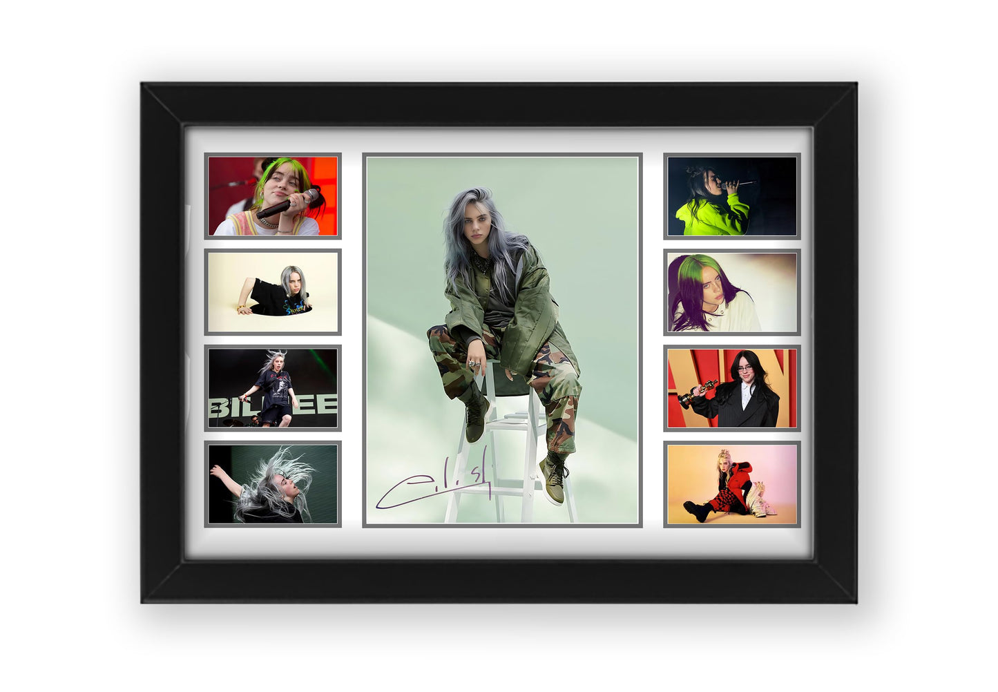 Billie Eilish Signed Poster Print- Limited Edition Autograph Fan Gift – Collectible Memorabilia Merchandise (Framed A3 (30x40cm))