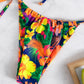 OYOANGLE Women's 2 Piece Tropical Print Underwire Swimsuit Tie Side Thong Bikini Set Multicolor S