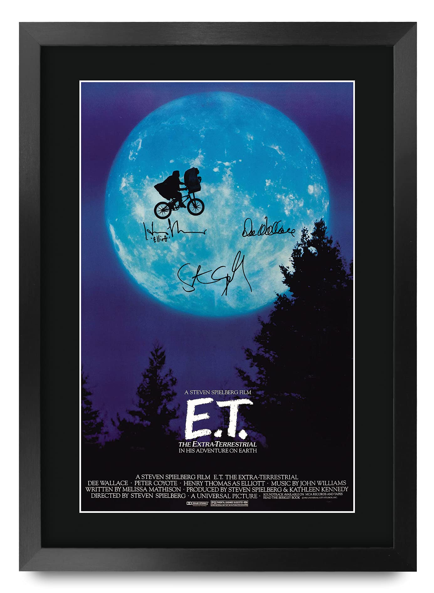 HWC Trading A3 FR E.T. the Extra-Terrestrial Movie Poster Henry Thomas Dee Wallace Steven Spielberg Signed Gift FRAMED A3 Printed Autograph Film Gifts Print Photo Picture Display…