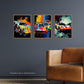 Artery8 Set of 3 A4 Racing Car Motorsport Grand Prix Paintings Bright Colourful Mancave Gift For Him Unframed Wall Art Living Room Poster Prints Pack