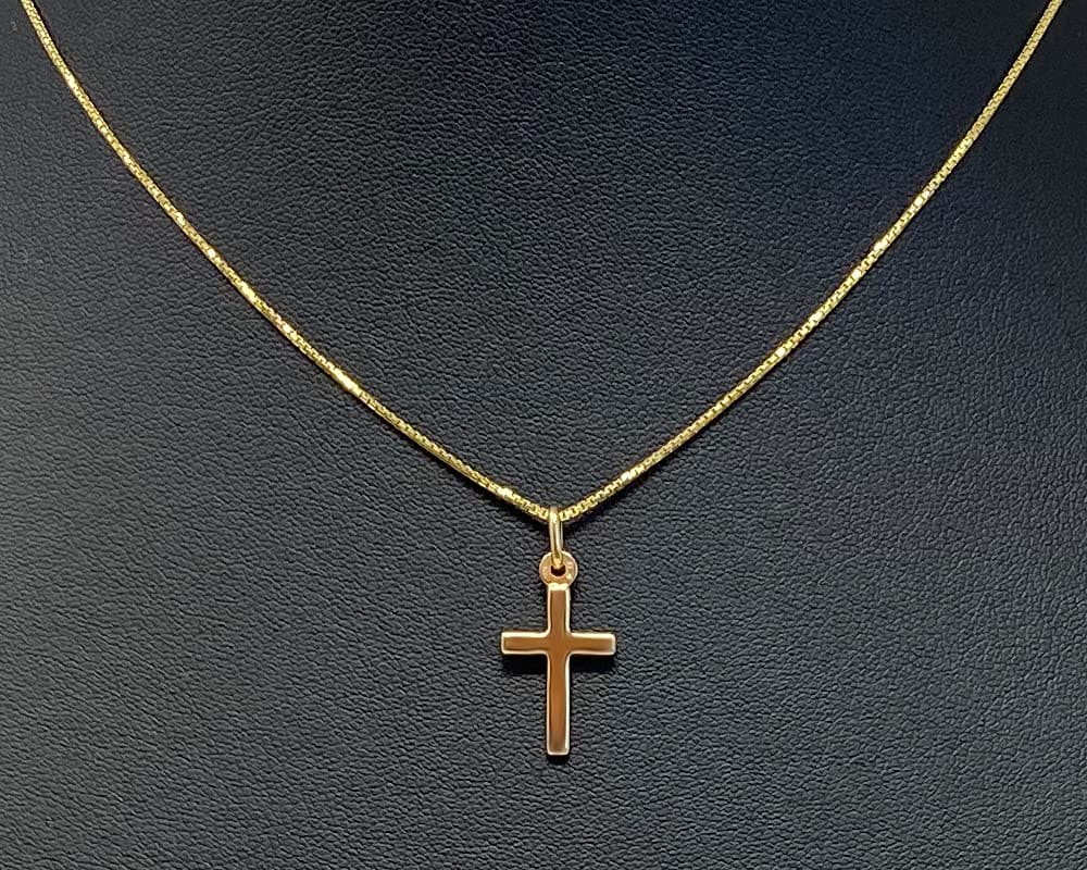 Strictly Gifts Delicate 9 Carat Gold Hallmarked Cross Crucifix Pendant on Chain for Women and Girls Daughter Christening Baptism with Gift Box