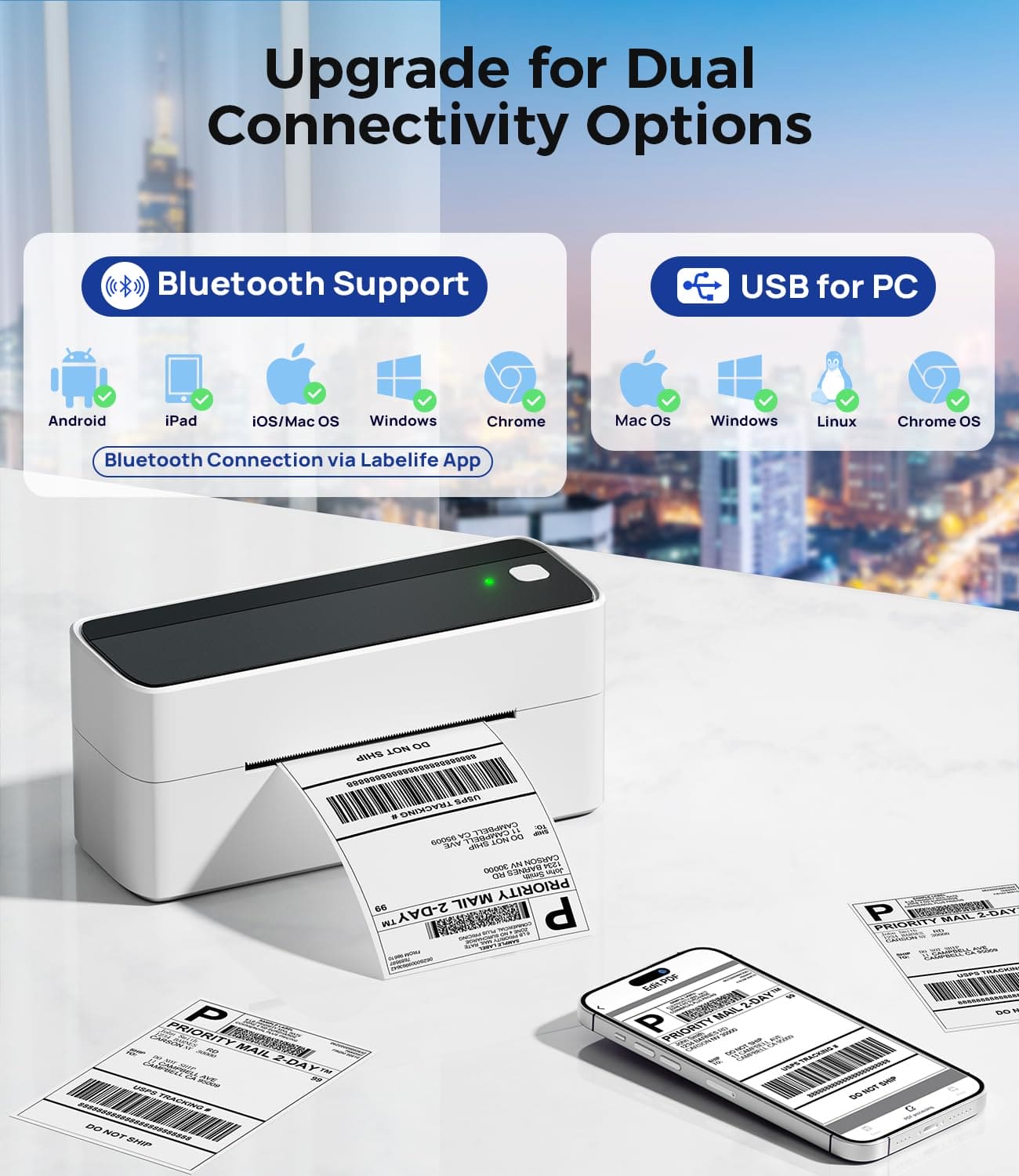 Phomemo Bluetooth Thermal Label Printer, Shipping label printer 4x6, Label Printer BLuetooth for Home, Office and Business, Thermal Printer for Hermes, Royal Mail, Amazon, Shopify, Ebay, etc.