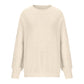 Winter Jumpers for Women UK Clearance Chunky Knit Jumpers Plain Knitted Jumpers Ribbed Cuffs Long Sleeve Pullover Tops Solid Color Crew Neck Knitwear Ladies Jumpers 8-22 Beige