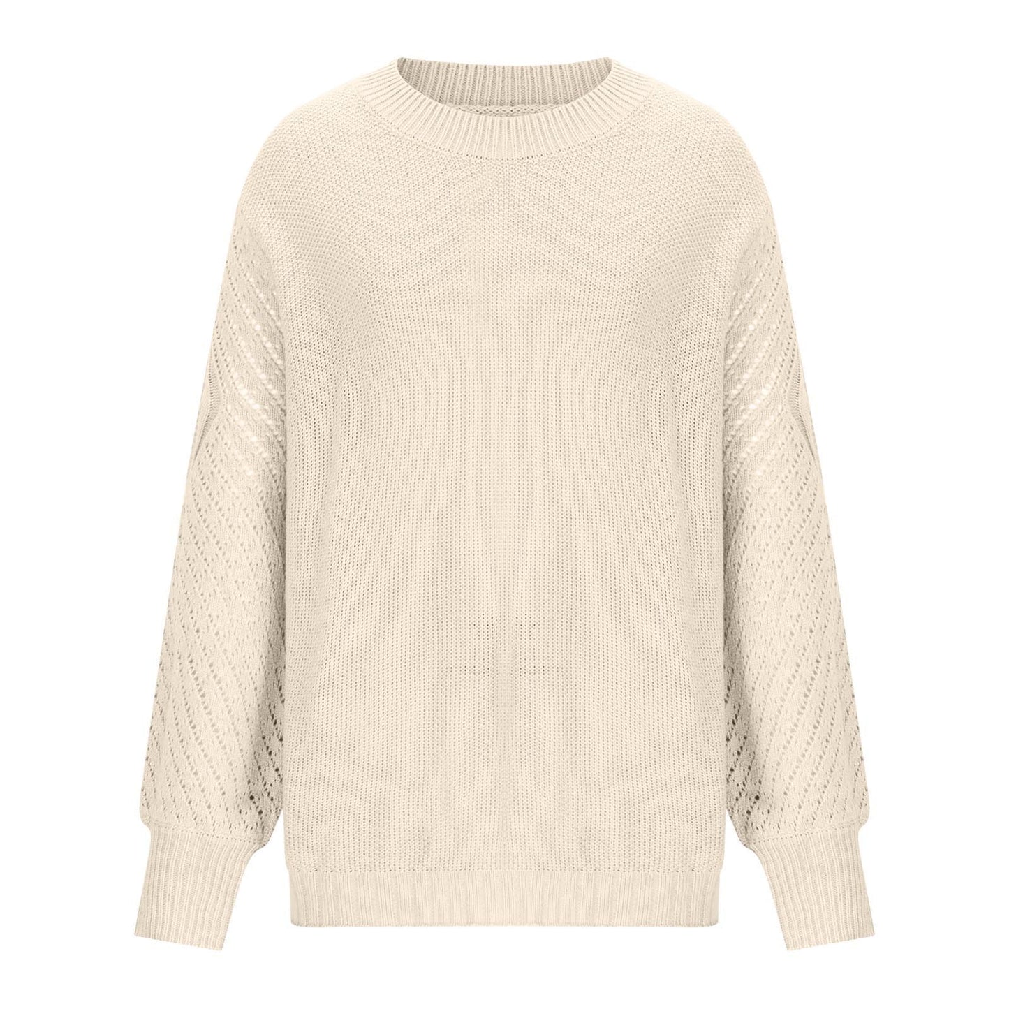 Winter Jumpers for Women UK Clearance Chunky Knit Jumpers Plain Knitted Jumpers Ribbed Cuffs Long Sleeve Pullover Tops Solid Color Crew Neck Knitwear Ladies Jumpers 8-22 Beige