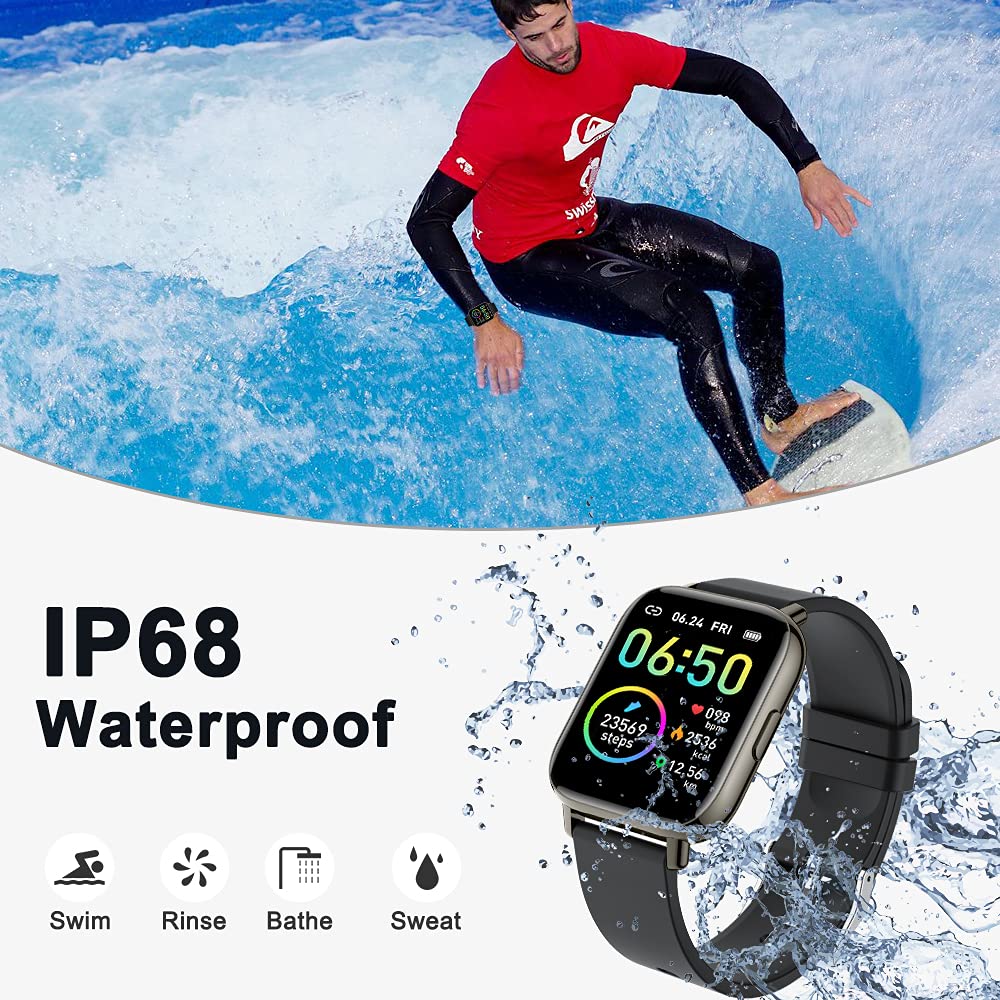 Smart Watch, Fitness Tracker 1.69" Touch Screen Fitness Watch with Heart Rate Sleep Monitor, Step Counter for Men Women Activity Trackers IP68 Waterproof Smartwatch Sports for iOS Android