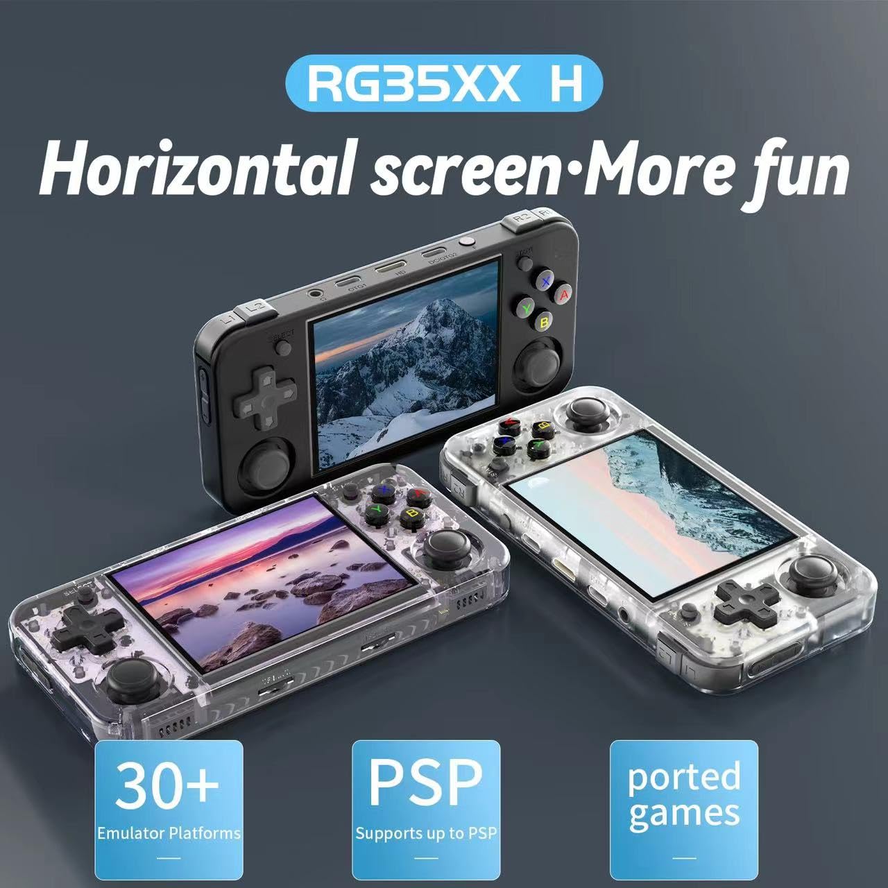 RG35XX H Retro Game Console 64GB, 3.5" IPS Display, Powerful CPU, Multi-Emulator Support, Online Multiplayer, PC Game Streaming, HDMI Output, 8-Hour Battery, Play Anytime, Anywhere