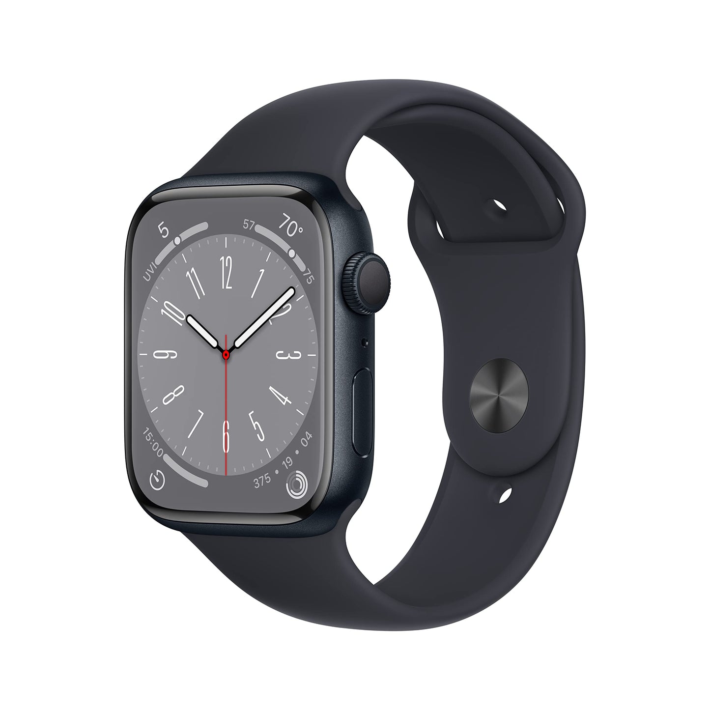 Apple Watch Series 8 (GPS, 45MM) - Midnight Aluminium Case with Midnight Sport Band (Renewed)