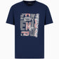 Emporio Armani Men's Eagle Macro Logo Crew Neck T-Shirt, Navy/RED EA Print, XL