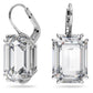 Swarovski Millenia drop earrings, Octagon cut, White, Rhodium plated