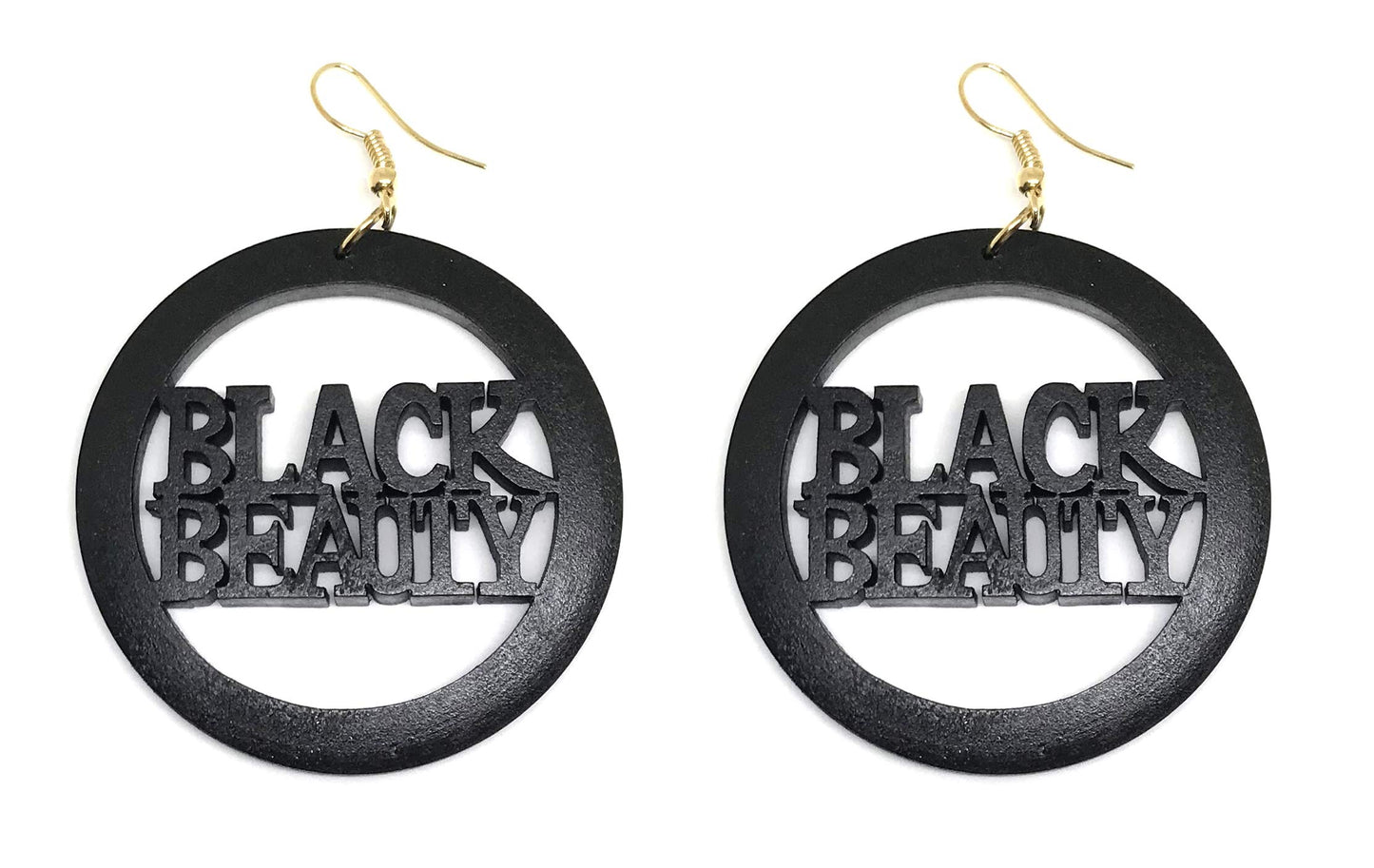 Black Beauty Earrings - African American Woman Earring Drop - Jamaican Wooden Natural Jewelry Africa Afro