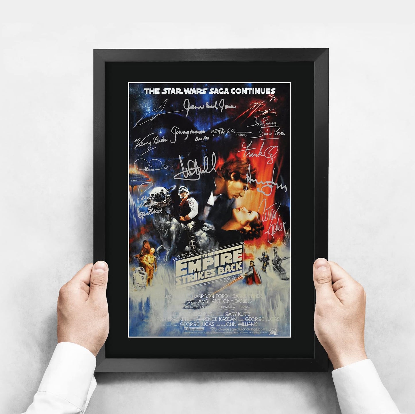 HWC Trading A3 FR Star Wars - The Empire Strikes Back Movie Poster Cast Signed Gift FRAMED A3 Printed Autograph Film Gifts Print Photo Picture Display