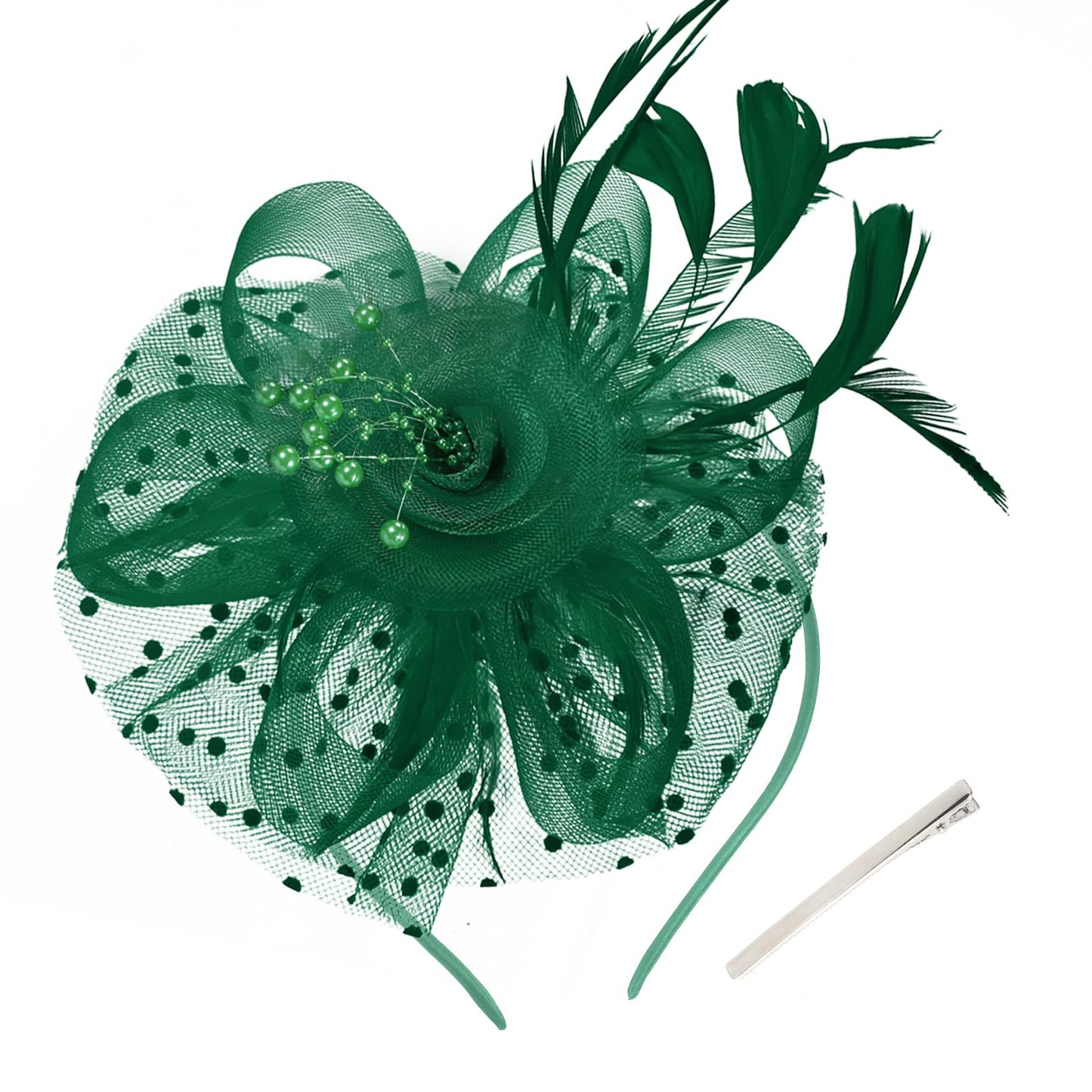 Takmor Fascinators for Women, Fascinator Wedding Hats for Women Ladies Girls Ascot Hats Race Hats Fascinator Clip Headband Mesh Feather for Tea Party Wedding Church Cocktail Royal Ascot Funeral