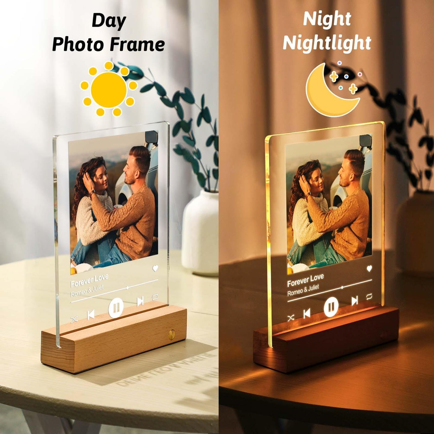 SOUFEEL Spotify Plaque Personalized Gifts for Him Her - Custom Spotify Music Plaque Customized Photo Gifts for Girlfriend Boyfriend - Song Picture Frame Gifts for Women Men Couples