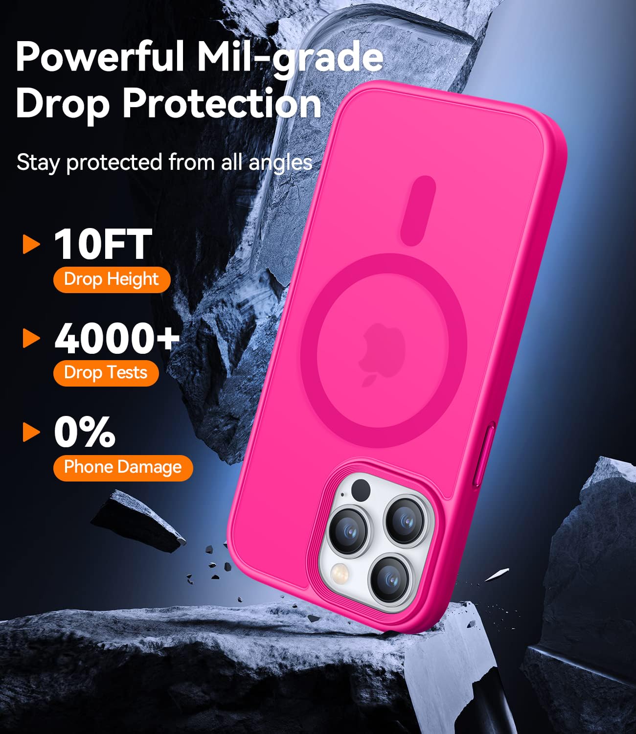 CANSHN Magnetic Designed for iPhone 15 Pro Case [Compatible with Magsafe] [Translucent Matte] Slim Thin Shockproof Protective Bumper Cover Phone Case for iPhone 15 Pro 6.1 Inch - Hot Pink