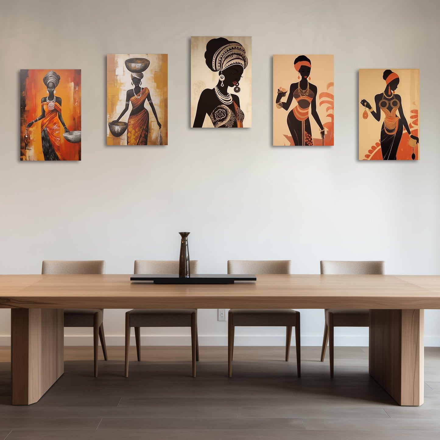 ZXHYWYM African Women Canvas Wall Art Traditional Black Girl Portrait Painting Prints Africa Tribal Ethnic Ancient Tribe Picture Retro Style Artwork Decor(Picture-1, (12.00" x 18.00"))