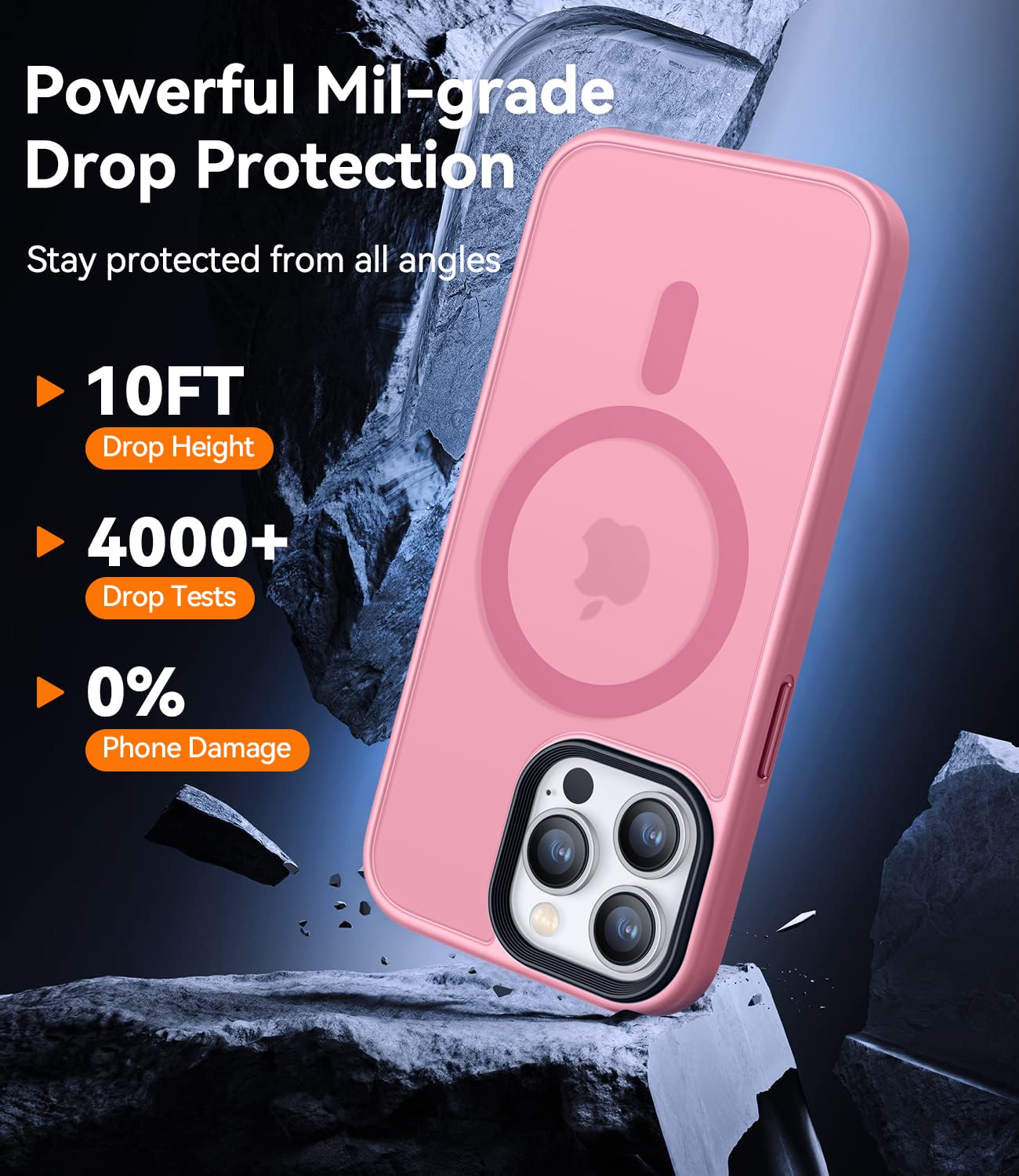 CANSHN Magnetic Designed for iPhone 15 Pro Case [Compatible with Magsafe] [Translucent Matte] Slim Thin Shockproof Protective Bumper Cover Phone Case for iPhone 15 Pro 6.1 Inch - Pink