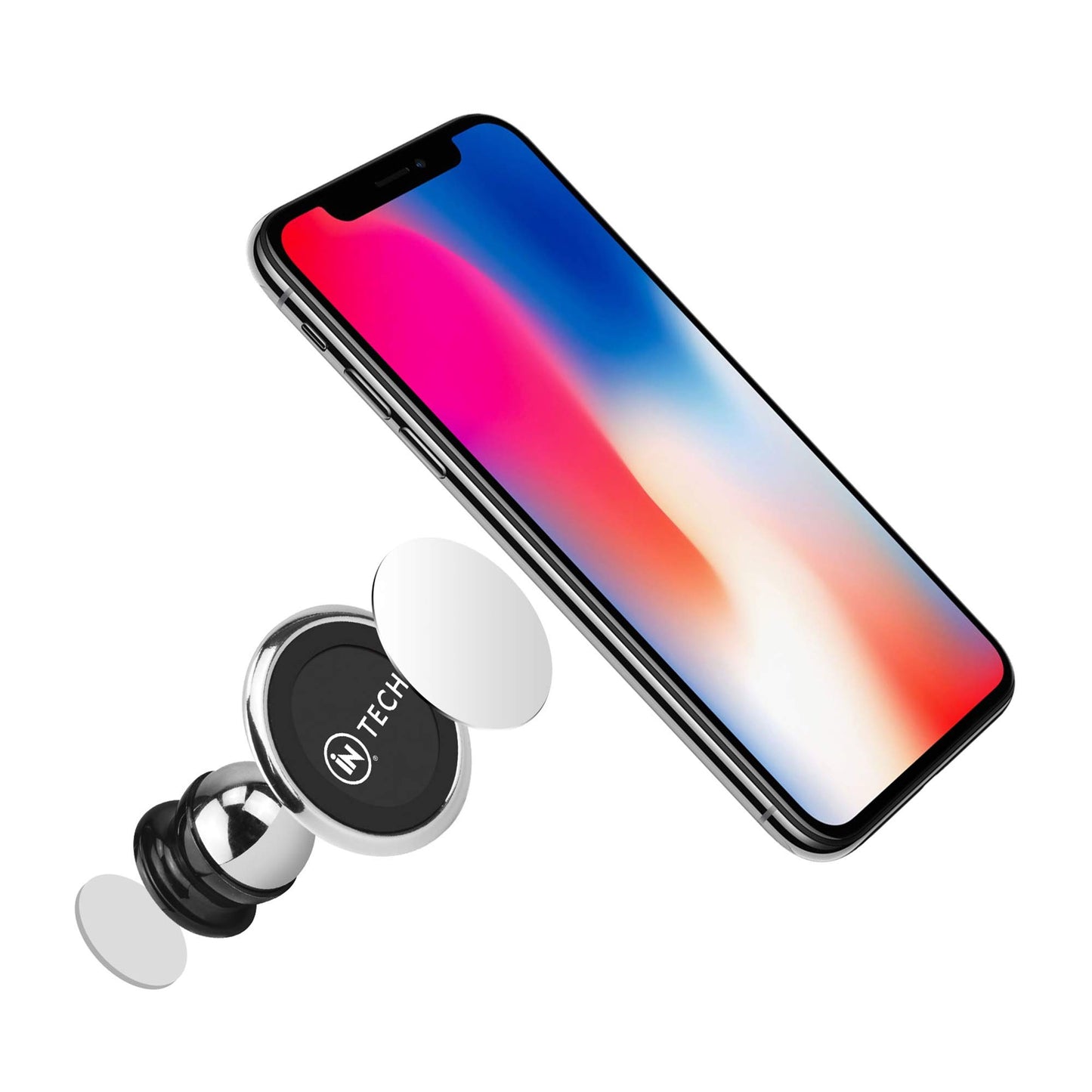 iN TECH Universal Magnetic Phone Mount, Car Cradle, Easy Hands Free Navigation Compatible with Android and Apple Smartphones iPhone 11 Pro, Samsung Galaxy S10, Mini Tablets, and More