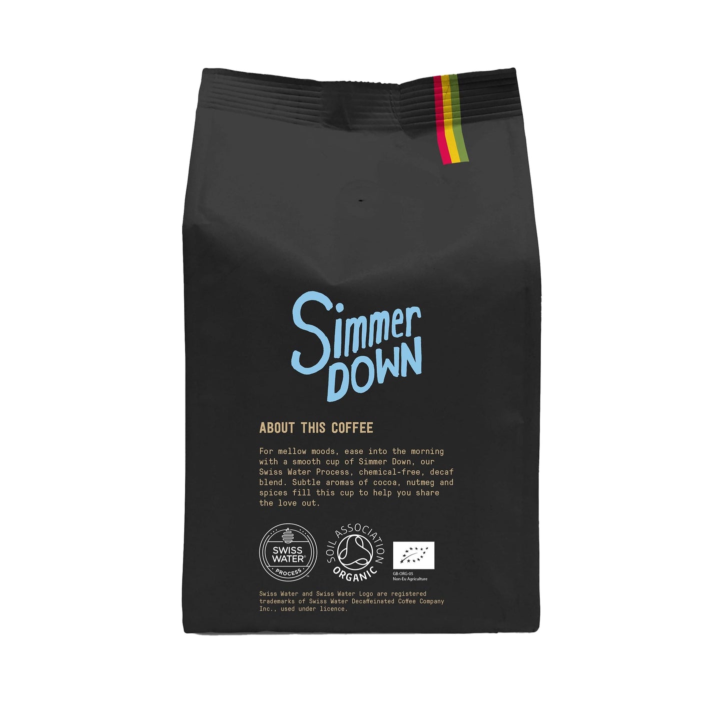 Decaffeinated Organic Ground Coffee 227g - Swiss Water Decaf - Medium Roast - Simmer Down Blend - Marley Coffee - From The Marley Family - V60 Filter Cafetiere Aeropress - Strength 3