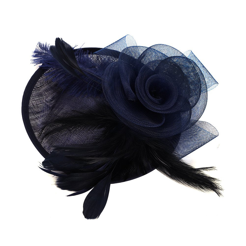 Ladies Flower Feather Fascinator Hat Veil Net Headband Clip Pillbox Hat Wedding Bridal Hair Clip Headpiece Top Hat Race Ascot Cocktail Tea Party Headwear Bowler Hat Banquet Hair Accessories