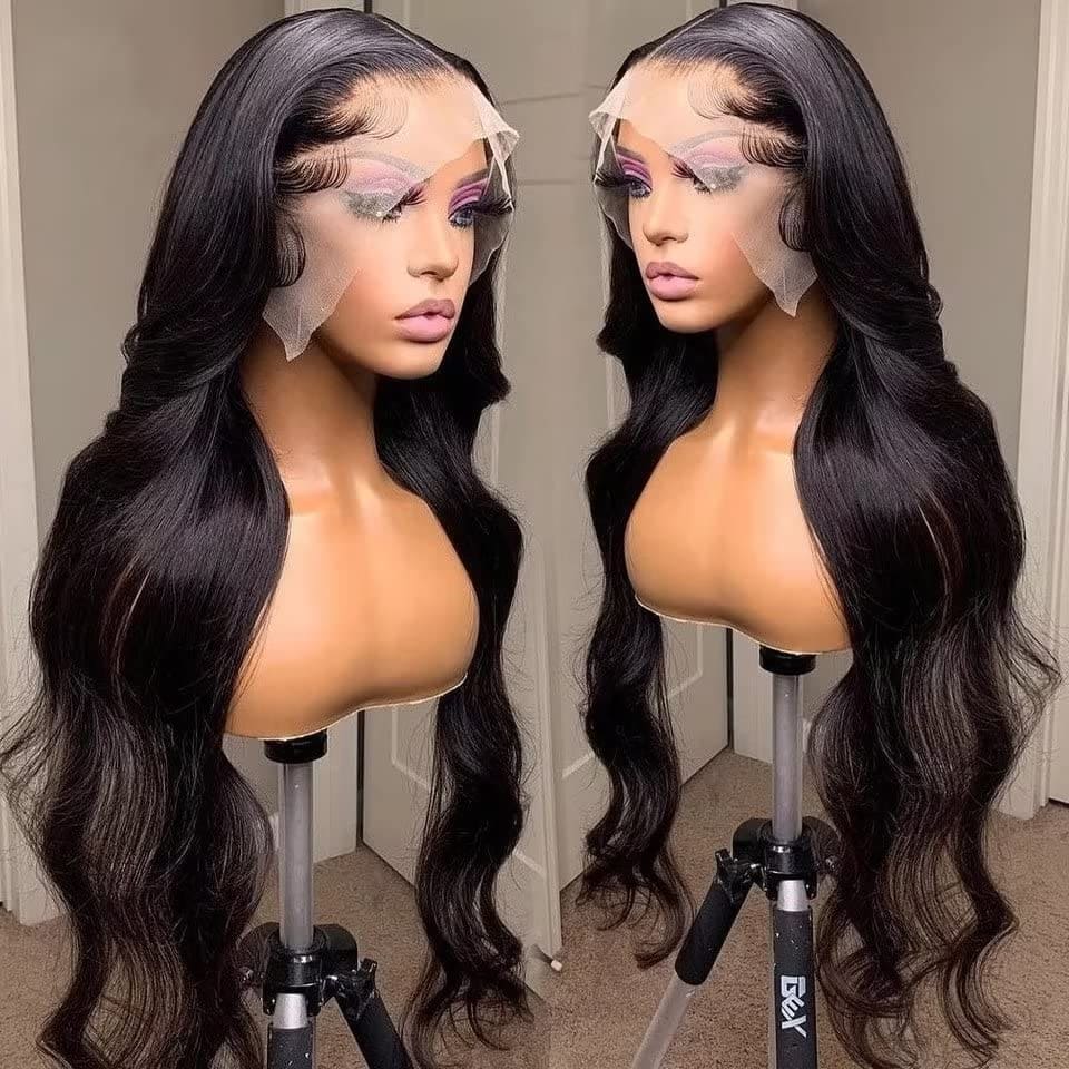 Bele 180% Density 13x4 Transparent Lace Front Wigs Human Hair Body Wave HD Deep Part Lace Front Wigs Brazilian Virgin Huamn Hair for Black Women Natural Color Pre Plucked with Baby Hair 20inch