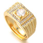 HALUKAKAH Gold Diamond Ring Iced Out,Men's 18k Real Gold Plated Ring Size Adjustable with Free Giftbox