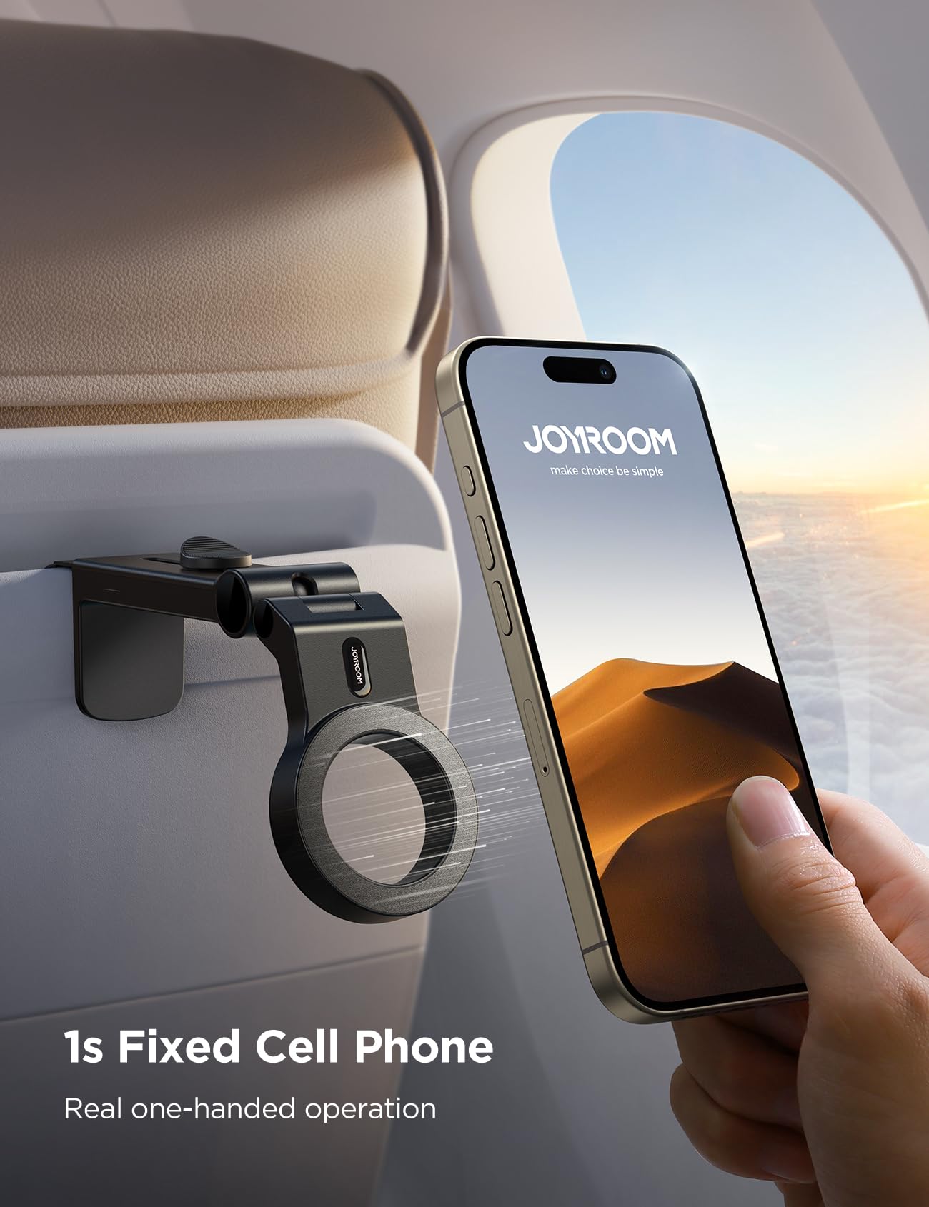 JOYROOM 2 Pack Airplane Phone Holder, Hands-Free Airplane Phone Mount, Airplane Essentials Phone Stand for iPhone 15 Pro Max 14 13 12 Series