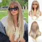 EMMOR Long Ombre Light Mixed Blonde Wigs for Women Straight Synthetic Layered Wig with Fringe(26" Ombre Light Blonde)