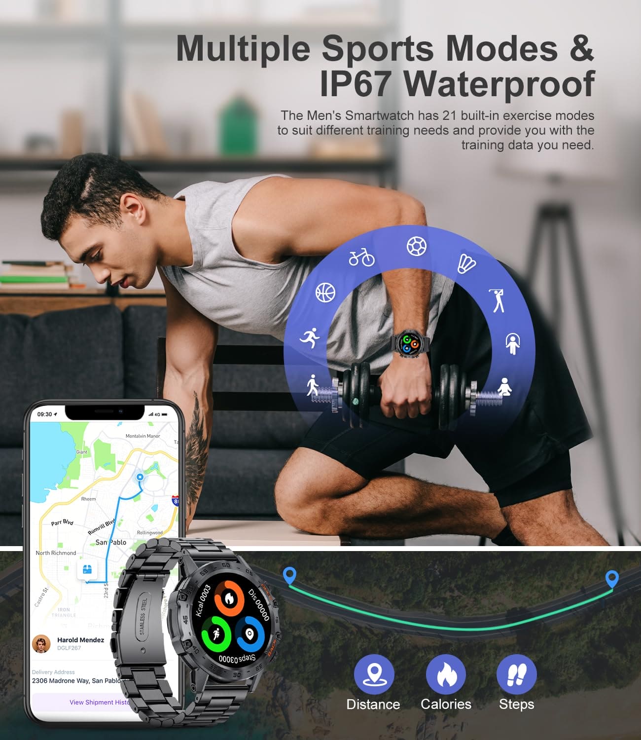 FOXBOX Smart Watch for Men Answer/Make Call, Rugged Military Smartwatch for Android iOS, 1.39" HD Activity Fitness Tracker 100+ Sport Modes IP67 Waterproof Calorie Heart Rate SpO2 Sleep Monitor 400mAh