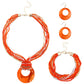 Fiada 4 Pcs Jewelry Set for Women Boho Necklace Earrings Bracelet Set Handmade Shell Beaded Collar Jewelry Pendant Earrings Chunky Multi Strand Statement for Women Girls Gift Summer Beach (Orange)