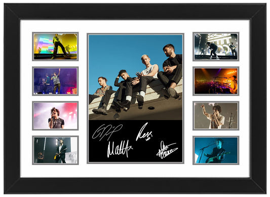 The 1975 Autographed Collage Poster Print - Wall Art for Fans of the Band, Limited Edition, Fan Merchandise, Memorabilia, Collectibles, Band Memorabilia, (Framed, A4 (12x8-30x20cm))