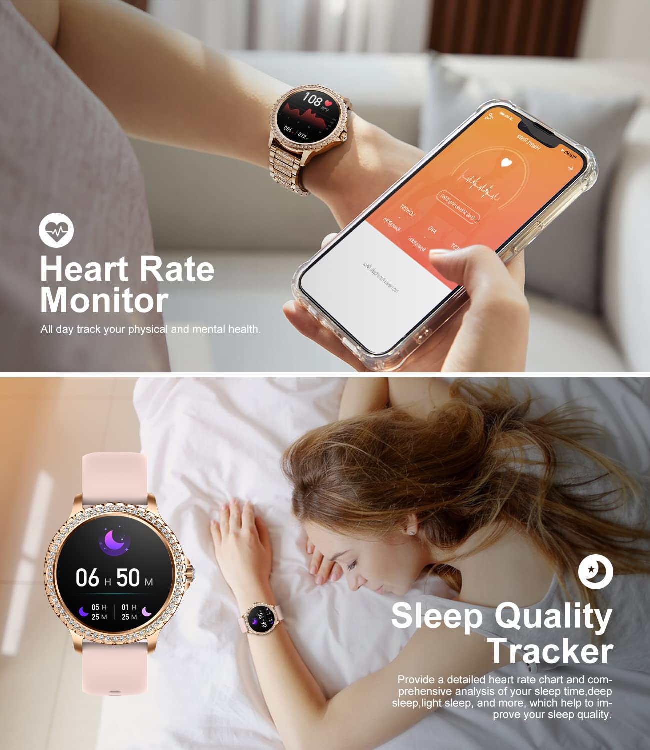 LIGE Smart Watch for Women, Bluetooth Call 1.32" Ladies Fitness Watch with Blood Pressure/Oxygen/Heart Rate Monitor Pedometer, IP67 Waterproof Sports Smartwatch Compatible for Android iOS Phones