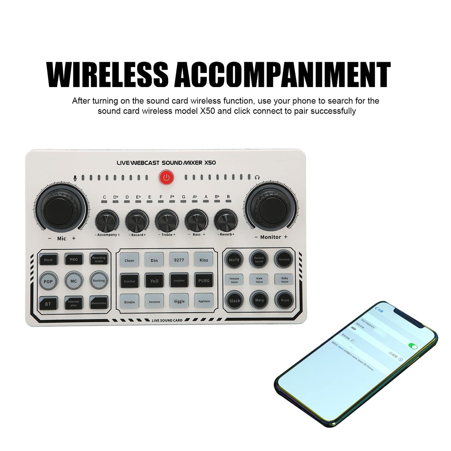 Professional Mixer, Podcast Equipment Bundle, USB External Sound Card with 12 Warm Up Sound Effects, Live Sound Card and Interface for Live Streaming Podcast Recording