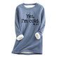 AMhomely Yes I'm Cold Sweatshirts for Women Plush Jumper Winter Warm Plus Size Long Sleeve Pullover Sweater Thick Sherpa Lined Fleece Crewneck Shirts Blouse Loungewear Tunic Tops