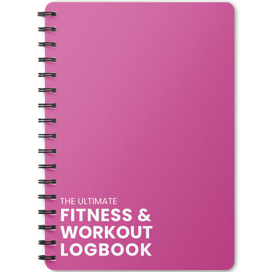 Ultimate Gym Workout Log Book, XL A5 Exercise, Fitness and Training Diary & Journal – 100 Page with Exercise, Cardio & Notes Sections, Set Goals & Track Progress - for Men and Women (Pink)