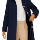 Orolay Women's Trench Coat Single-Breasted Mid Long Classic Lapel Windproof Slim Outerwear Coats Navy M