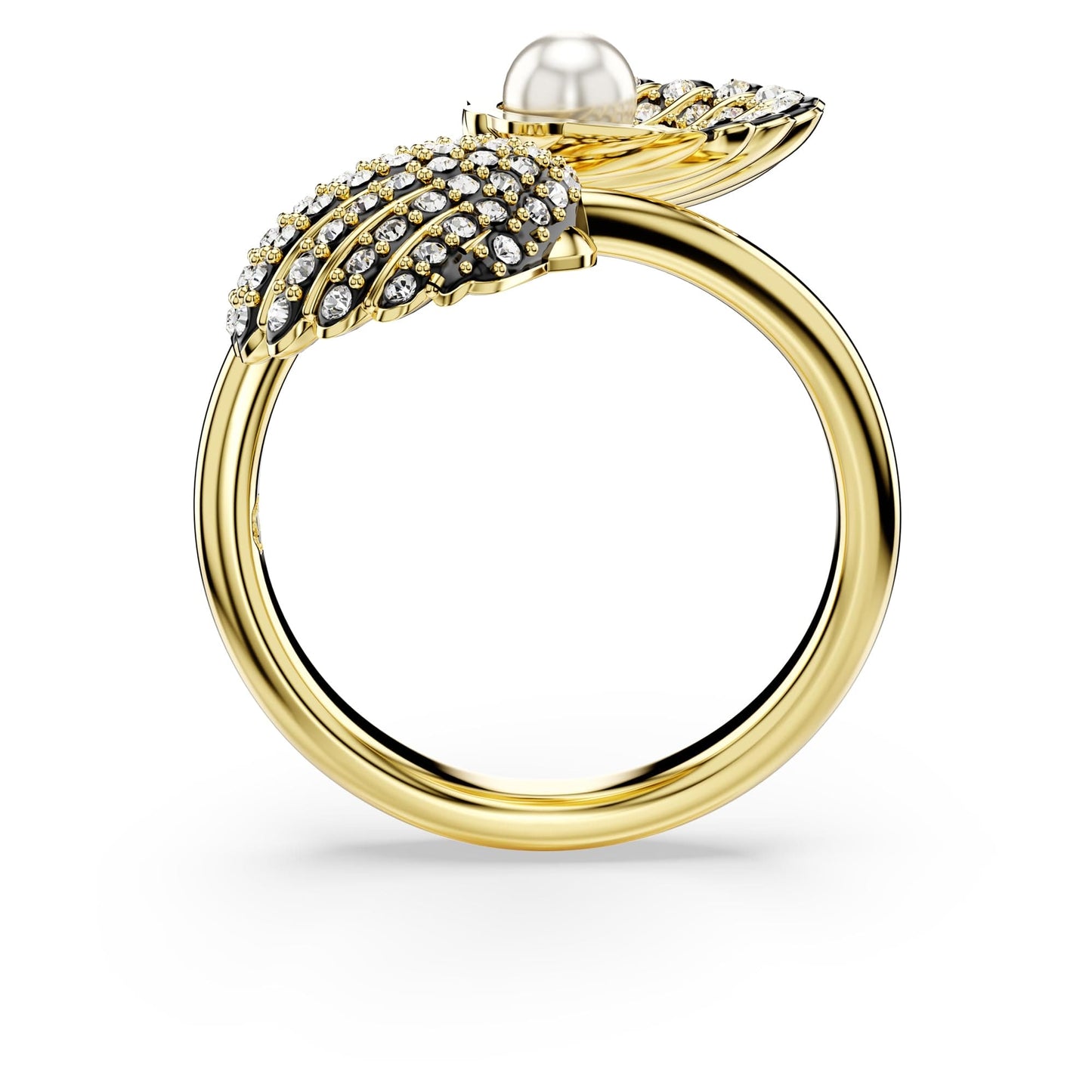 Swarovski Idyllia open ring, Crystal pearl, Shell, White, Gold-tone plated