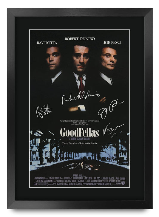 Goodfellas Movie Poster The Cast Signed Gift FRAMED A3 Printed Autograph Film Gifts Print Photo Picture Display…