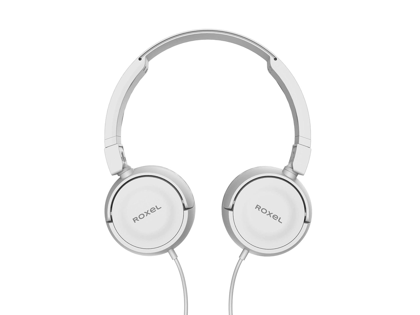 Roxel RX110 Lightweight Wired Foldable Headphones with Mic & Volume Control, On-Ear Headphones, Ergonomic Design, Answer Incoming Calls, Compatible with Android and IOS Devices (White)