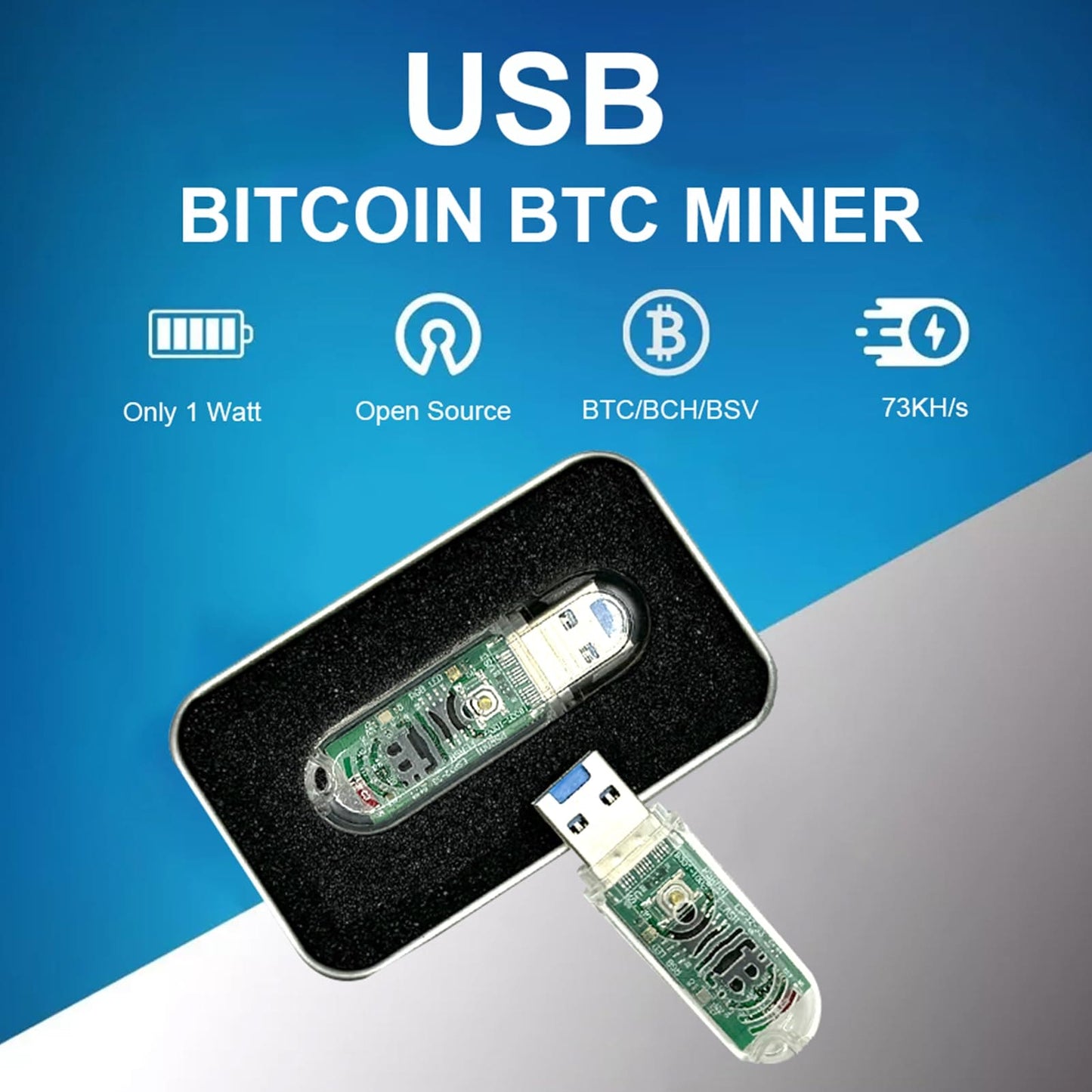 USB Bitcoin Miner btc solo miner LV03 Lottery crypto miner asic 74KH with Mini Display mini bitcoin miner machine（1PCS）